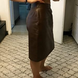 Charles Klein Leather Skirt Burgundy US4